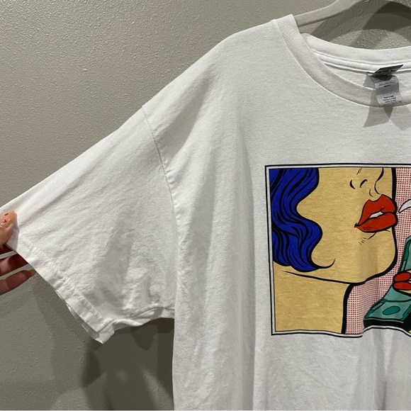 Comic Book Print Cartoon Graphic T-Shirt Real Hustle No Days Off T-Shirt White L - Picture 6 of 6